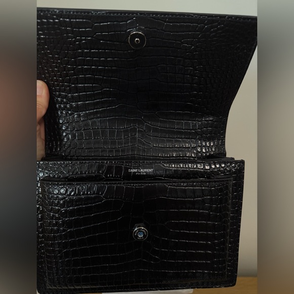 Saint Laurent Croc Embossed Leather Crossbody Bag New - Picture 12 of 16